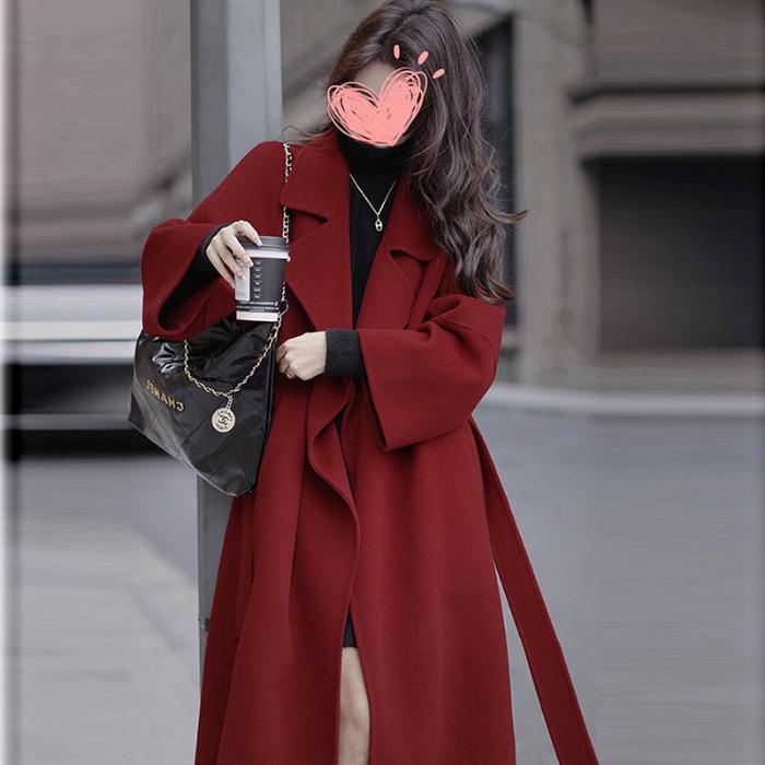 Women's Popular Off-White Mid-Length Wool Coat - Autumn/Winter Korean Style 2023.