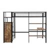 Iron Bed Several Shelves Bunk Built-in Wardrobe Desk Strong Load Adult Bearing Rustic Look Metal Frame Loft Home Furniture