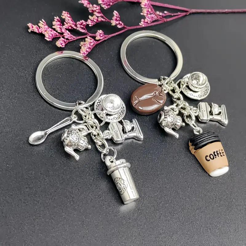 European Coffee Lover Keychain: Barista Gift Pendant