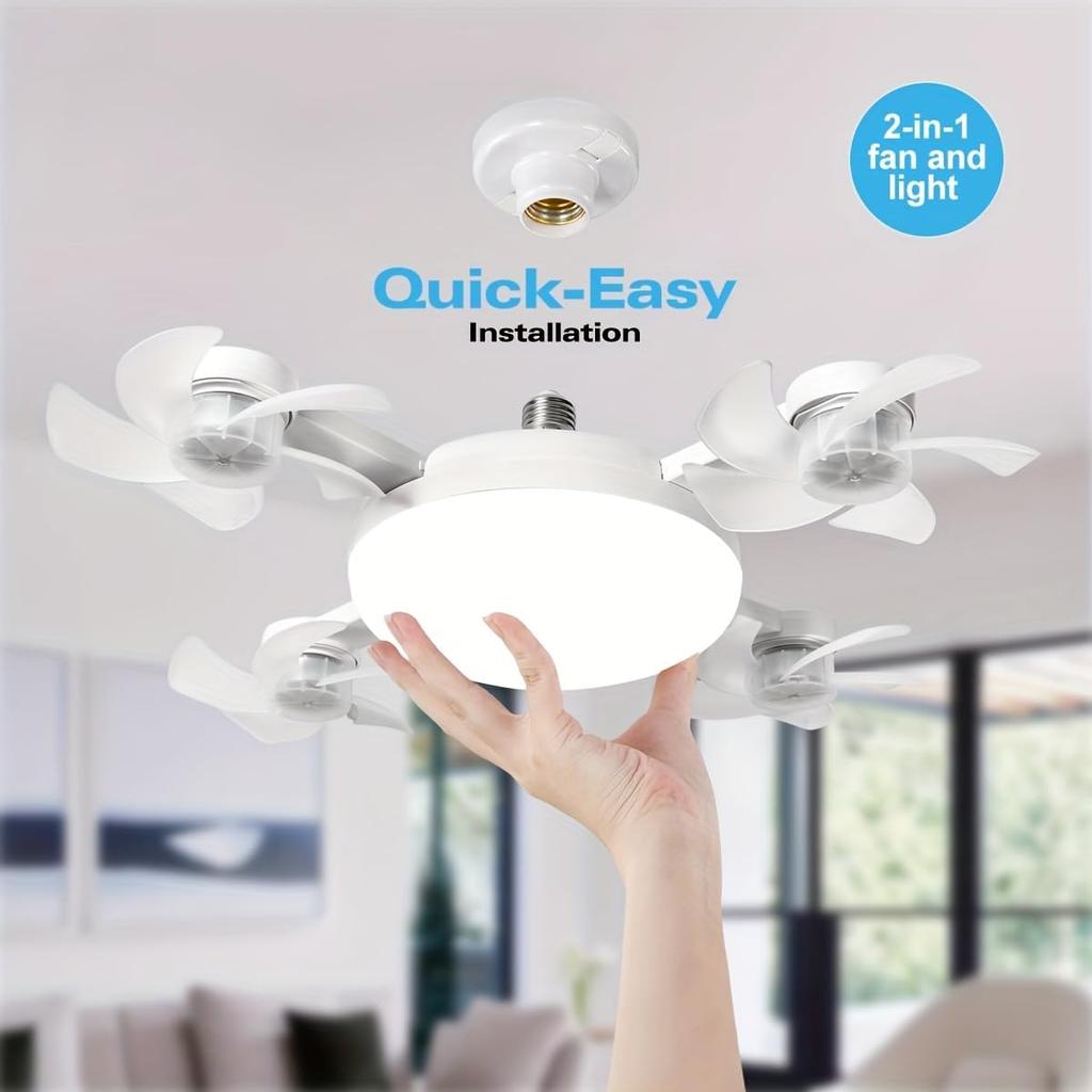 Stropní ventilátor se světlem a dálkovým ovládáním Stropní ventilátor Světlo LED Stmívatelné Stropní ventilátor Světlo 3 rychlosti Nastavitelný Ventilátor s žárovkou