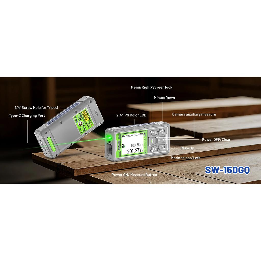 Huepar Pro SW-150GQ Laser Measuring Tool IP68 P2P Technology Laser distance meter  Laser Measure with Camera & Bluetooth