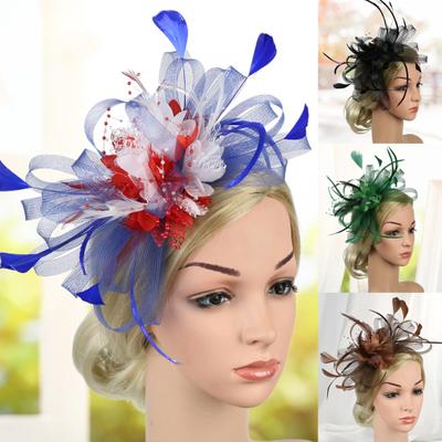 Feather Mesh Solid Color Fascinator Hat Hair Clip Women Cocktail Wedding Party Bridal Hat Fascinator Hair Accessories