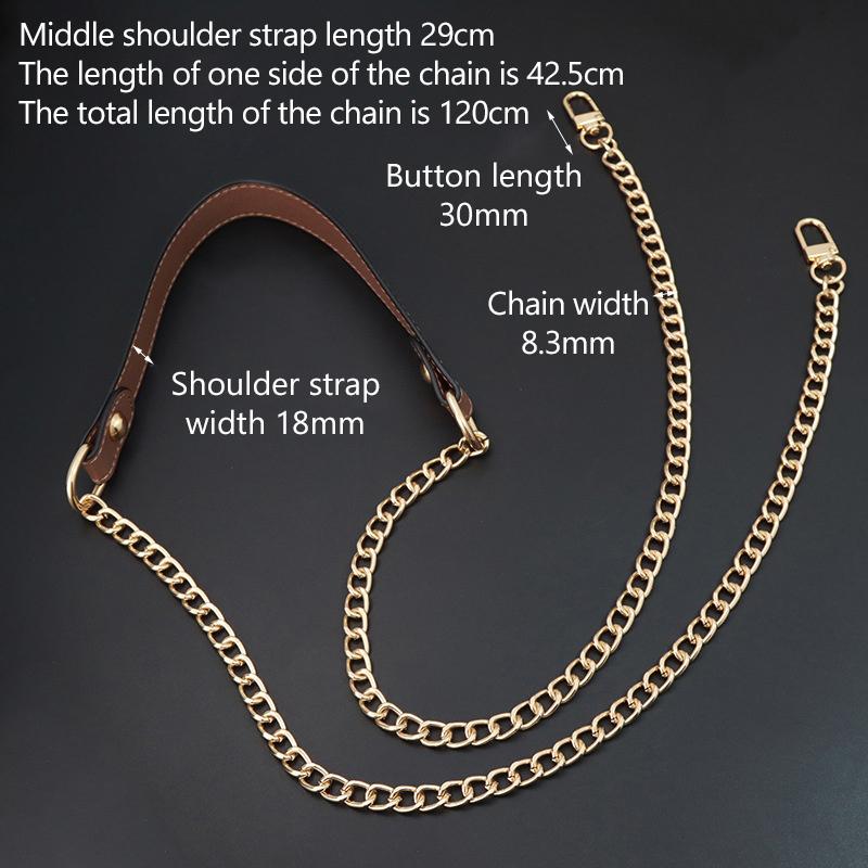 120Cm Replacement Shoulder Strap Crossbody Bag Belt  Pu Leather Handle With Metal Chains Bag Replacement Accessories
