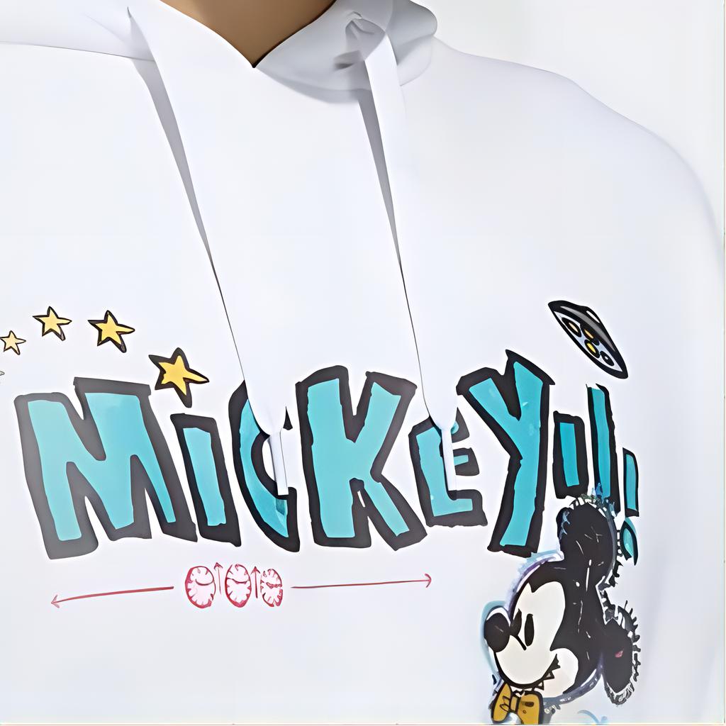 Adidas Originals Fangtastic Collection Mickey Print Hoodie Men Activewear Tops White H09181