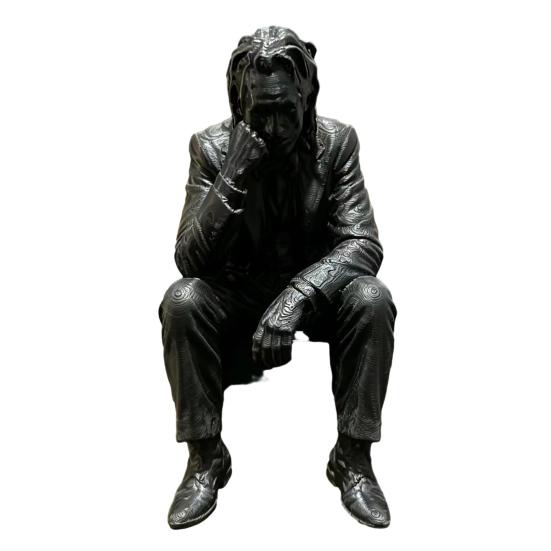 3D Printed Thinker Figurine, Small Upset Clown Shelf Sitter for Living Room Bookshelf Office Desktop Decor