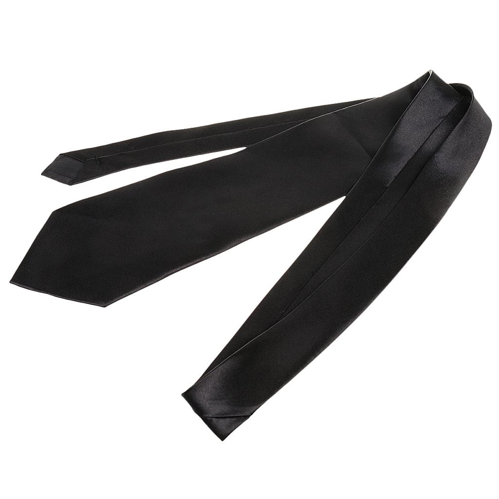 Men Polyester Soft Smooth Gorgeous Vibrant Necktie Black 59Inch