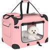 Dog Carrier, Foldable, 60 X 41.5 X 41 Cm, Mesh Windows, Soft Cushion, 2 Handles, Pink