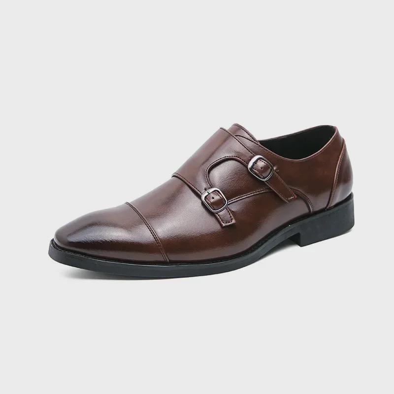 Pánské XL nazouvací kožené boty Brogue – hranatá špička, ležérní britský styl na jaro a podzim