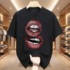Punk Print Damen Herren T-Shirt Trendige Streetwear Reine Baumwolle Rundhals Oberteil Damen Y2K Lockeres T-Shirt