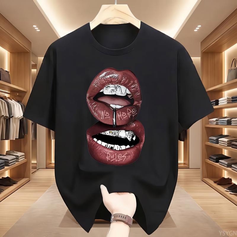Punk Print Damen Herren T-Shirt Trendige Streetwear Reine Baumwolle Rundhals Oberteil Damen Y2K Lockeres T-Shirt