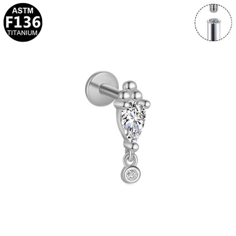 Elegant G23 Titanium Lip  Ear Cartilage Stud with Internal Thread