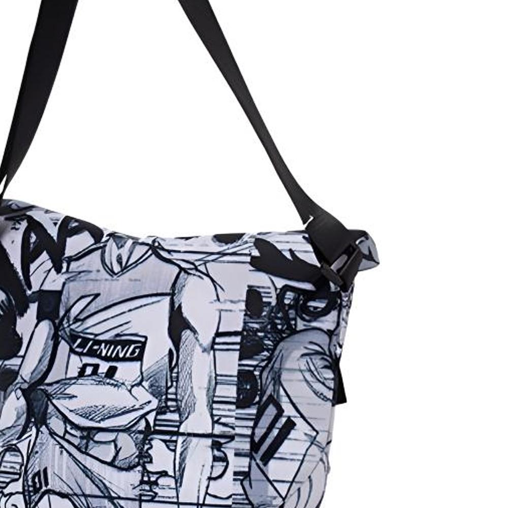 New LiNing Polyester Sling Bag, Crossbody Bag Regular Unisex Black White Pattern ABDR118-2000