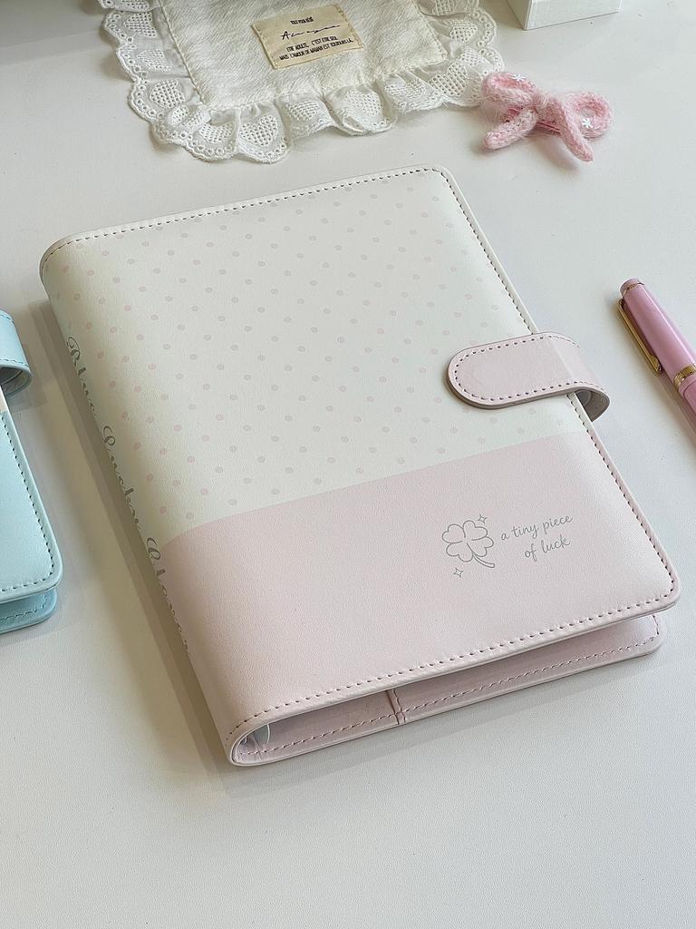 Cute Pink Polka Dot A5 4-Pocket Card Album – PU Leather Cover Binder for Polaroid Photo Collecting Small Cards