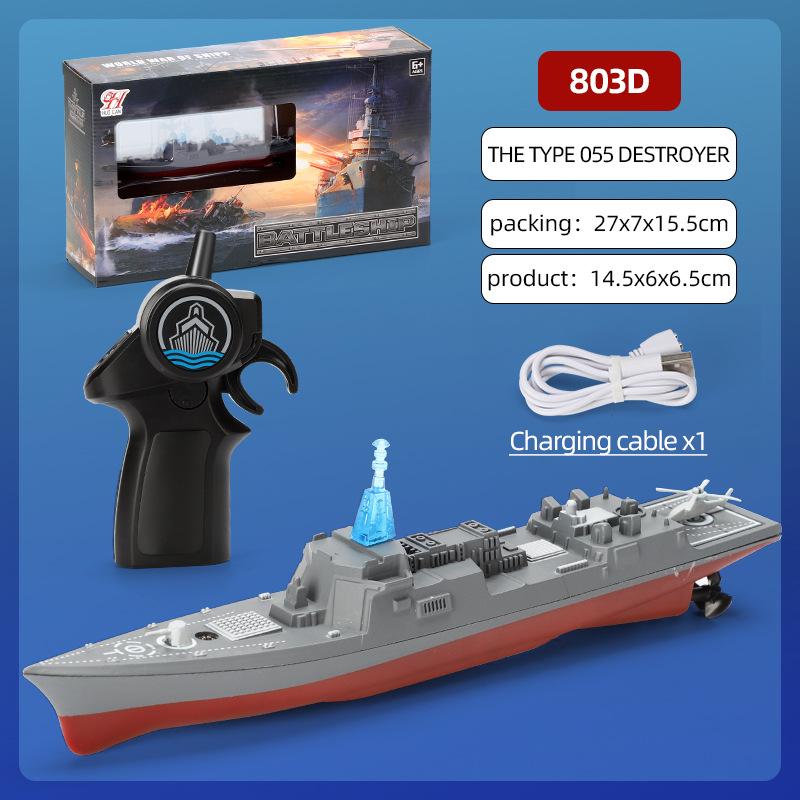 2.4G Rc Boat High-Speed Remote Control Ship Simulation Warship Model Mini Battleship Toys Children Model Toy for Boys Kids Gift
