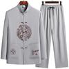 Male Printing Chinese Style Long Sleeves Shirts Trouser Cotton Silk Fabric Sportswear Men's Casual Sets Shirts + Pants