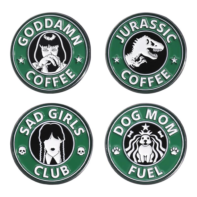 Punk Gothic Enamel Pins 4-7 Pcs/set Cute Ghost Halloween Cool Cowboy Brooches Lapel Badges Jewelry Gift for Fans Friends