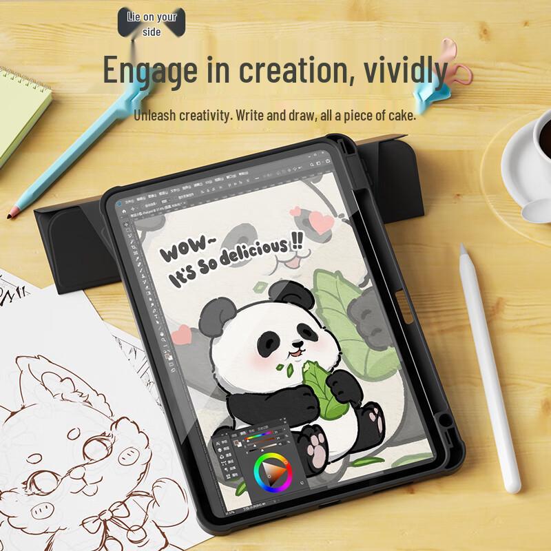 QBOSS Rotating Hungry Panda Protective Case for Apple iPad