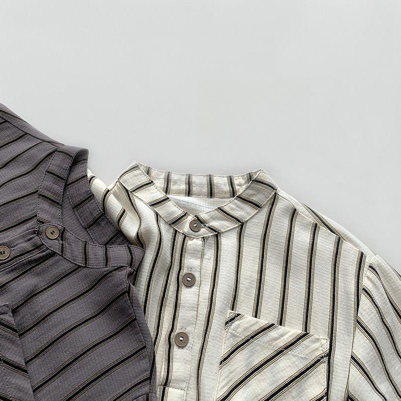 Boys' Shirt Summer Boys' and Girls' Baby Forest Korean Edition Strong Stripe Short Sleeve Children's Versatile Top Trendy