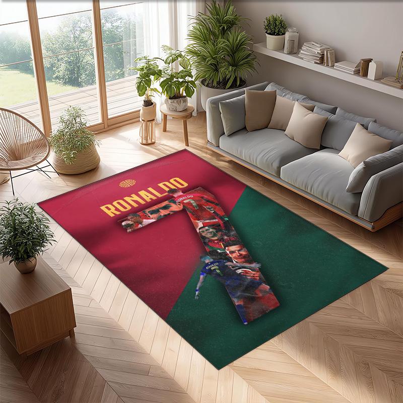 Cristiano Ronaldo bedruckter Flanell-Teppich rutschfest weich Polyester Bodenbelag Indoor Dekorationsmatte für Schlafzimmer Wohnzimmer Sofa