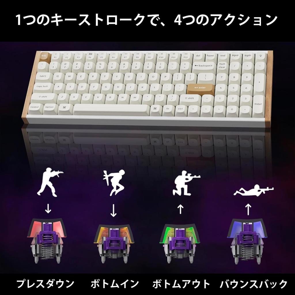 Keychron K4 HE Rapid Trigger Wireless Custom Hall Effect Gateron Double Rail Magnetic Bluetooth QMK Aluminum Wood RGB Compatible with and Linux US