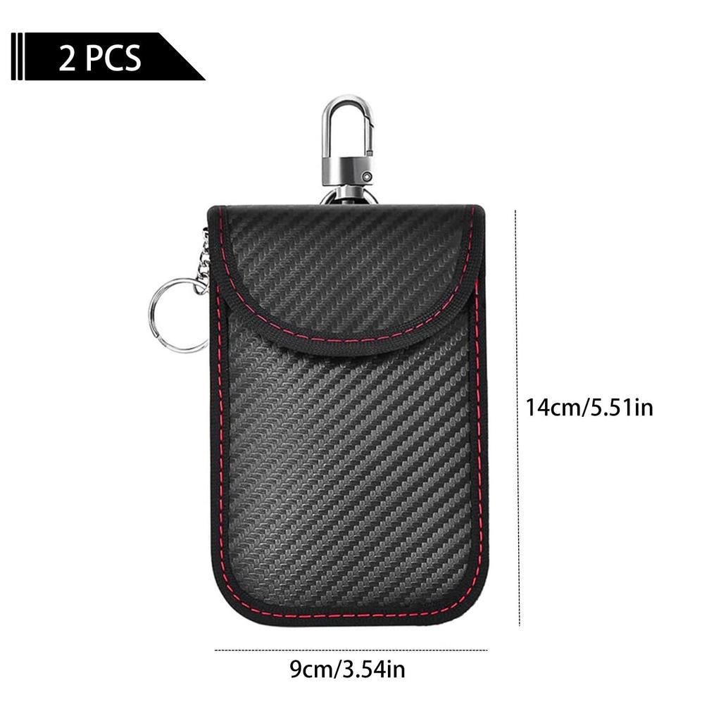2-Pack Carbon Fiber Faraday Key Pouch – RFID Blocking Signal Blocker Anti-Theft Key Fob Protector for Keyless Entry Car Security