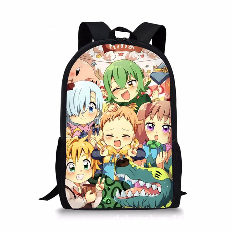 Seven Deadly Sins Cartoon Backpack Unisex Fashionable Travel And School Bag