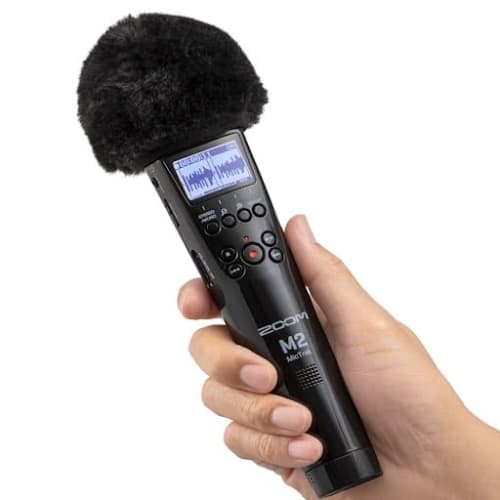 ZOOM M2 Handheld Microphone-Type 2-Track Recorder, Black, Supports 32-Bit Float Recording, Easy Operation with a Press of the REC Button, Includes a M