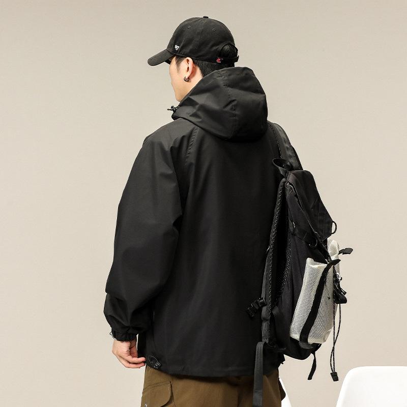 Japanese Trendy Jacket Men'S Loose Large Size Spring Outdoor Casual Mountaineering Jacket Fashion Sports Hooded