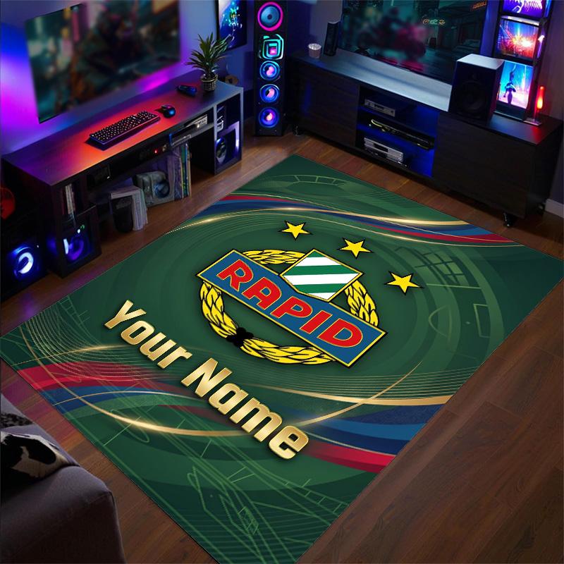 Crystal Velvet Rug Rapid Wien FC Print Custom Name Text Floor Mat Home Decor