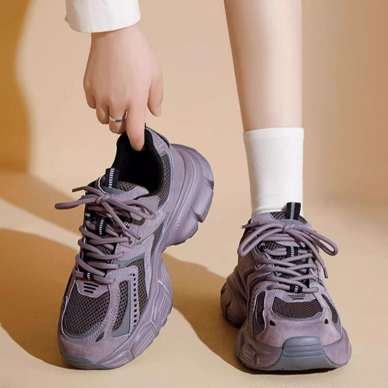 Fashion Casual Solid Med Heel Sneakers for Women 2025 New Hot Sale Summer Rubber Ladies Shoes Lace-up Shallow Pu Women's Vulcanize Shoes