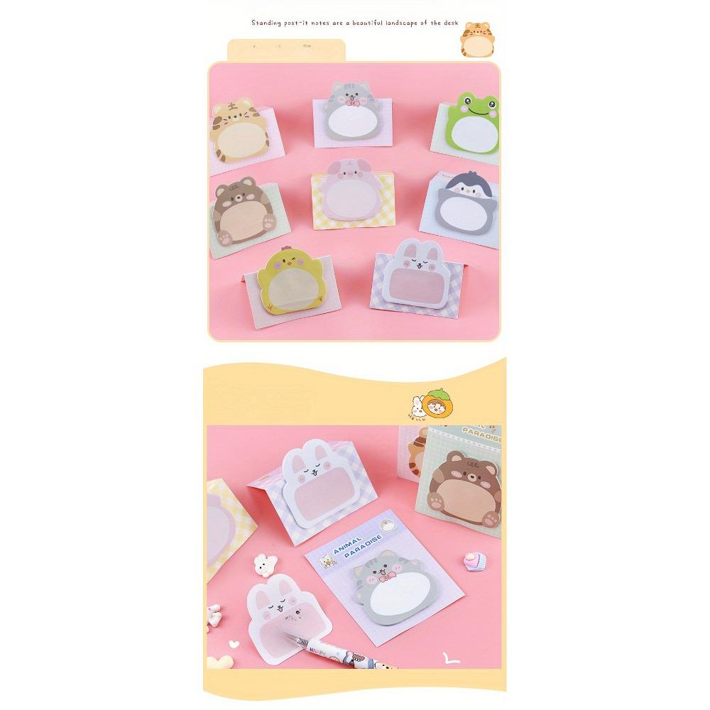 1PACK/8 Cute and Funny Cartoon Animal Pattern Sticky Notes, Creative Vertical Message Sticky Notes, 20 Per Copy, 160 In Total