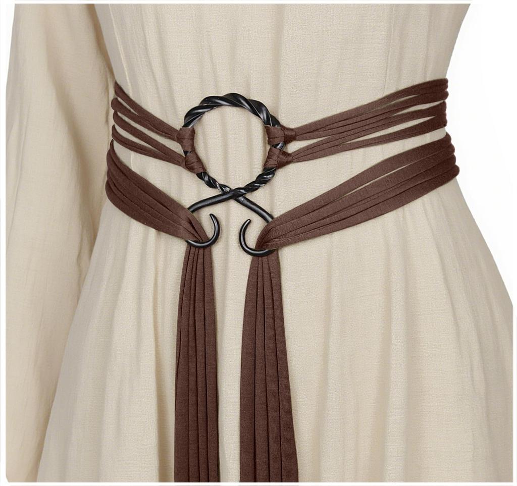 Women'S Vintage Bohemian Long Rope Belt - Adjustable Braided Waist Cinch with Fringe & Loop Knot, Handcrafted Look for Halloween