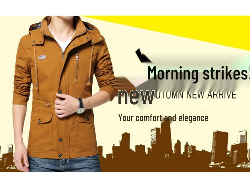 Men's Hooded Pure Cotton Washed Workwear Jacket - Autumn/Winter 2022 Collection