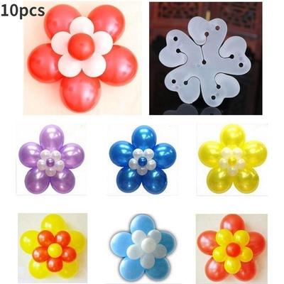 10pcs/lot Five Hole Plum Flower Shape 5 In 1 Balloon Modelling Clip for Party Decorations Flower Balloon Clips