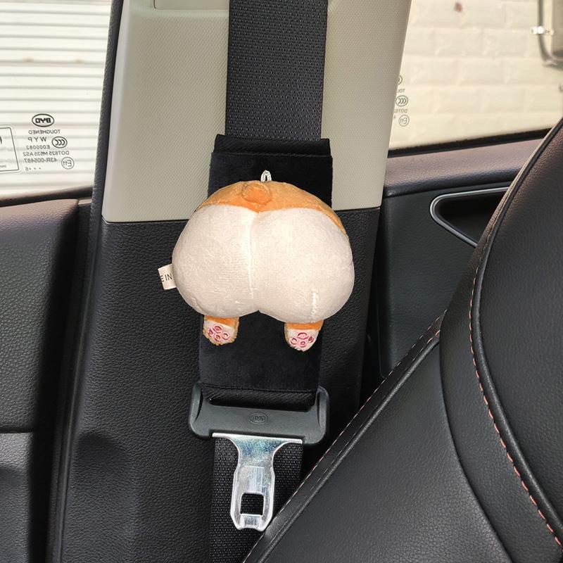 1pc Short Style Car Safety Seatbelt Cover Cute Cartoon Cloud Bow Seat Belt Harness Cushion Auto Shoulder Strap Protector Pad