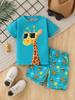 Cartoon Car Graphic Children's Sets Short Sleeve T-Shirt Fashion Suit for Girls Tops Round Neck Toddler Boy Clothing Child Sets