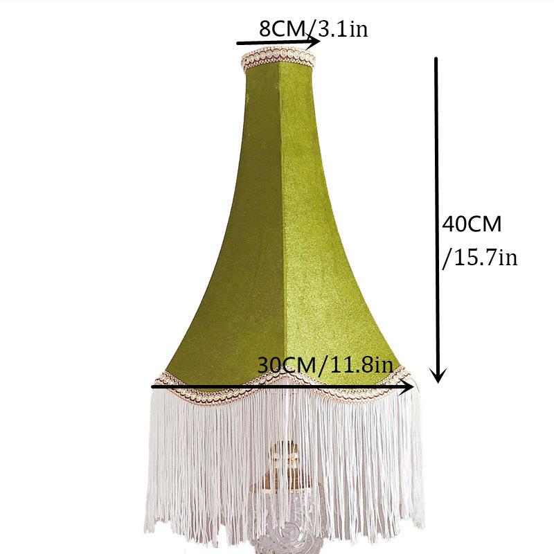 Vintage Europäischer Lampenschirm Grün Satin Stoff Lampenschirm Handarbeit Quaste Lichtschirm Für Tischlampe Stehleuchte Wohndekor