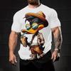 American cartoon gradual change color printing short-sleeved crew neck t-shirt, summer new loose versatile casual top