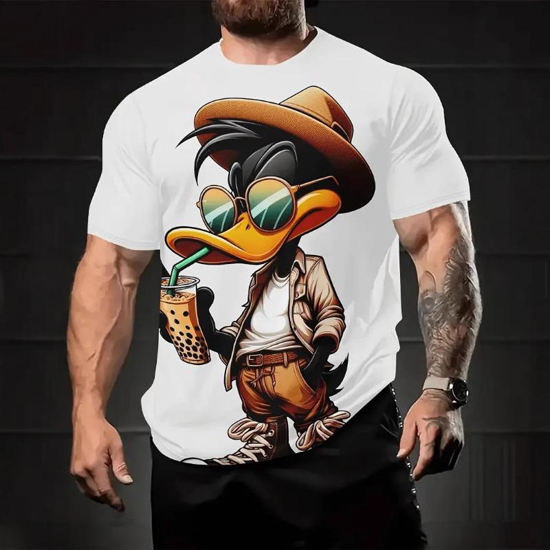 American cartoon gradual change color printing short-sleeved crew neck t-shirt, summer new loose versatile casual top