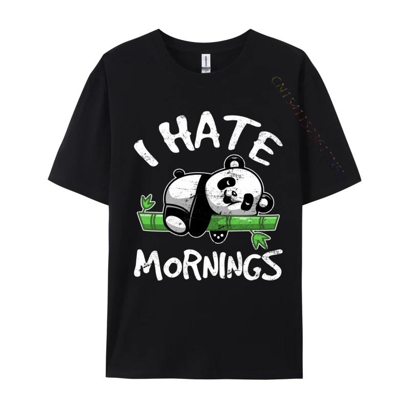 I Hate Mornings Cute Panda Bear For Panda Lover Printing T Shirts Wholesale ONeck 3d Printed Cotton Unisexs Tops Tees