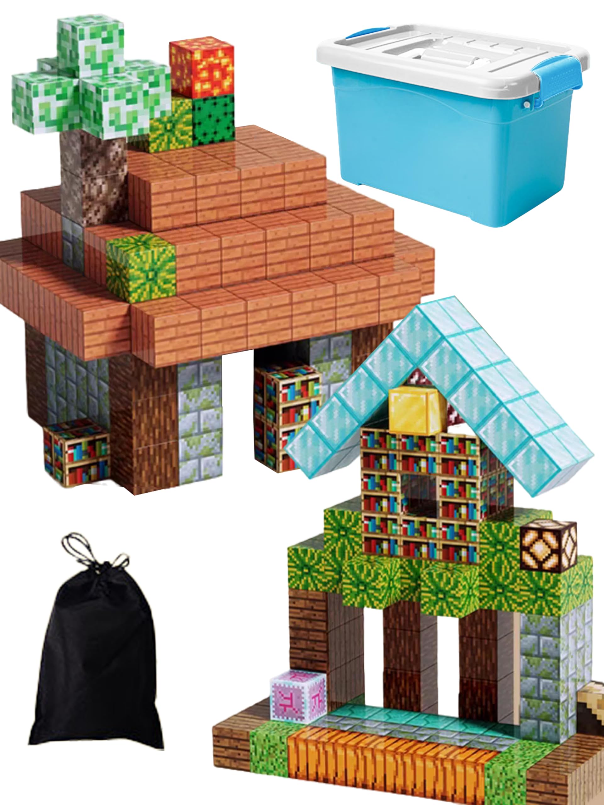 

AAGWW 120 Магнитных строительных блоков с 12 фигурками, DIY магнитный пазл, развивающая игрушка, подарок, в комплекте сумка для хранения и коробка