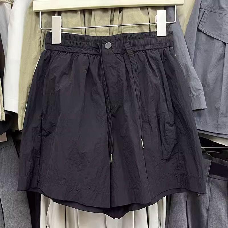 New Summer Tie-in Rope Elastic Waist Loose Casual Work Shorts for Women, Thin Sports Wide-leg Women's Pants