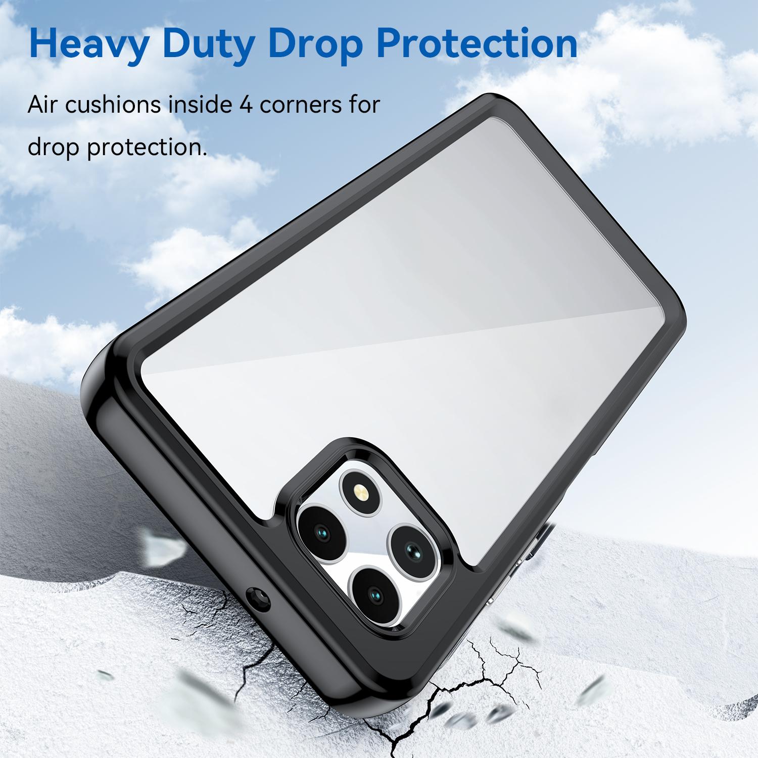 

For T-Mobile REVVL 7 Case Shockproof TPU+Acrylic Phone Cover Clear Back Transparent Blue