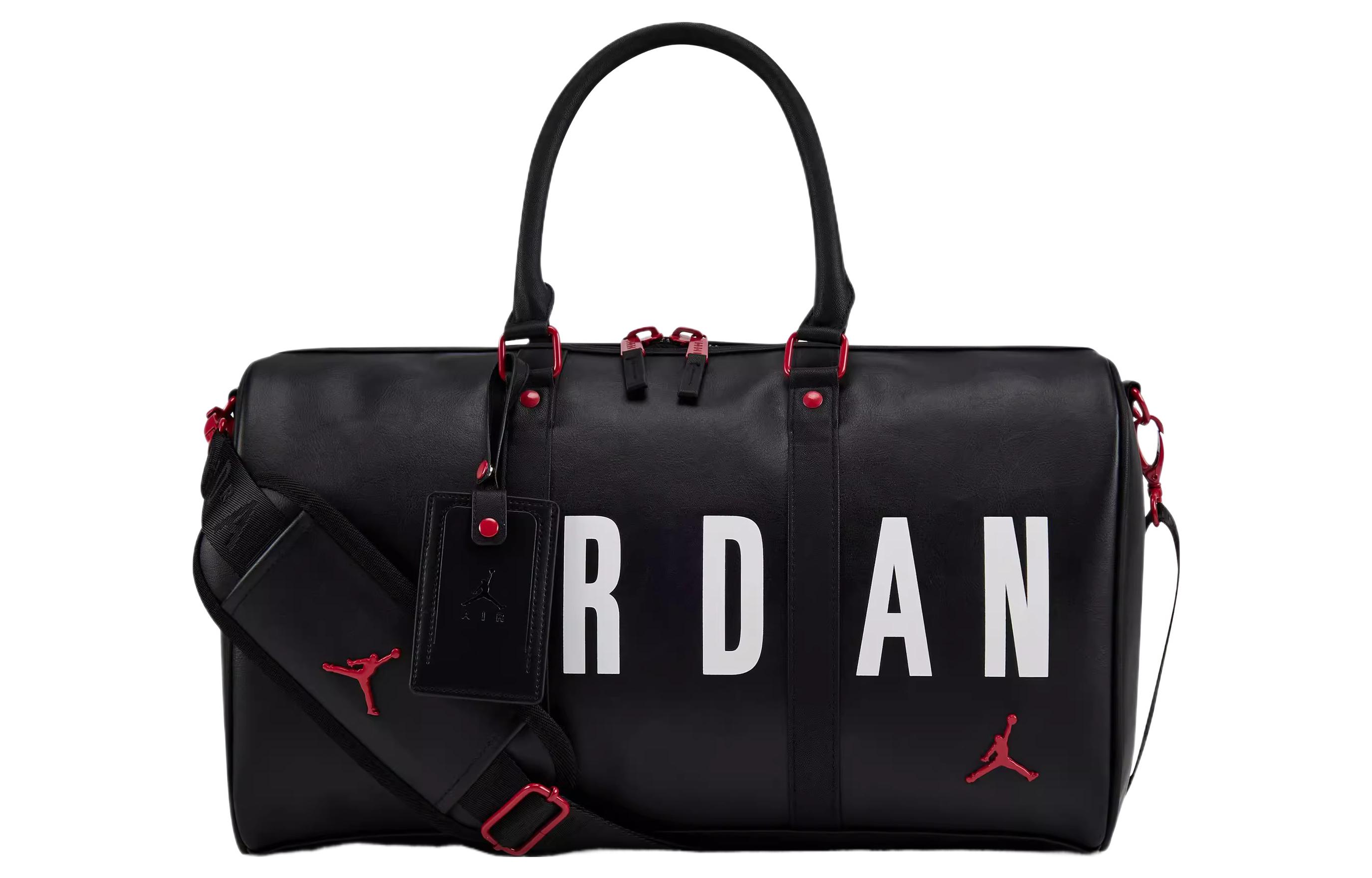 Jordan Synthetic Leather Luggage Bag, Handheld Bucket Bag, Fitness Handbag, Shoulder Bag Unisex Black & White HA6466-014