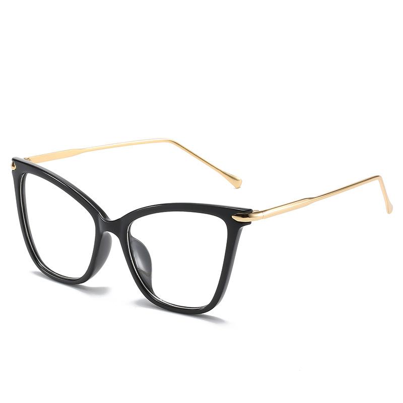 Metal Leg Eyeglass Glasses Vintage Plain Glasses Female Personality Large Frame Simple Cat's Eye Frame