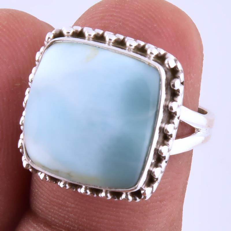 

Natural Republic Larimar Gemstone Handmade 925 Sterling Silver Ring S.6 E0o47