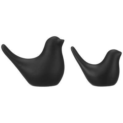 Statuette opache di uccelli neri creativi Accessori per decorazioni per la casa (Confezione da 2, Nero)