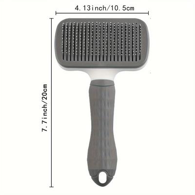 1pc Easy-Clean Pet Grooming Brush for Dogs & Cats - Gentle Deshedding Massage Comb with One-Click Hair Removal, Plastic Handle