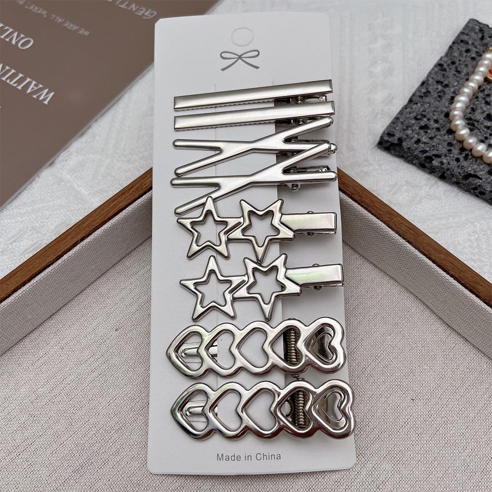 8pcs/set Silver Metal Multistyle Hairpins Seamless Bangs Clips Simple Hair Clips Headwear Hair Accessories for Women