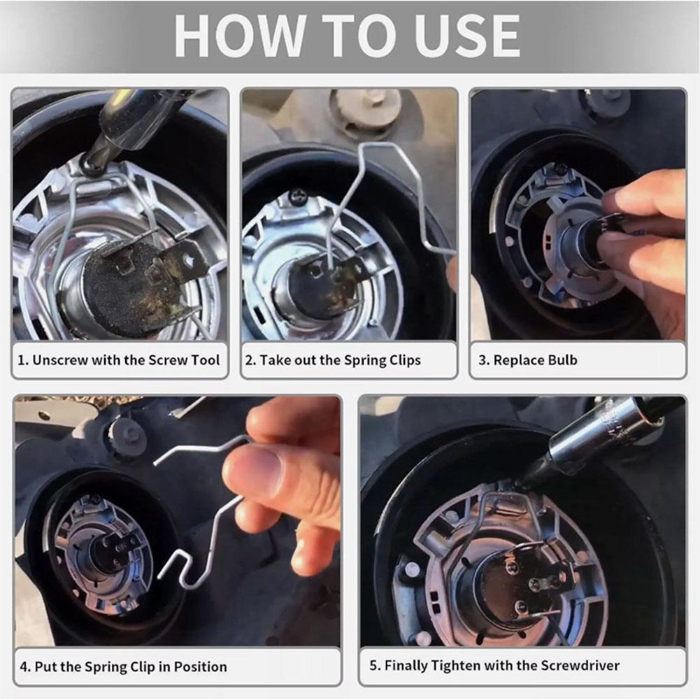 Spring Clip Holder Automotive Tool Kit For Automotive Repairs Compatible With H1 H3 H4 H7 Cost-Effective Solution